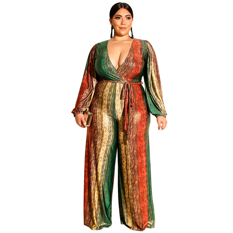 Plus Size Women's Winter Long Sleeve Straight Jumpsuit 6