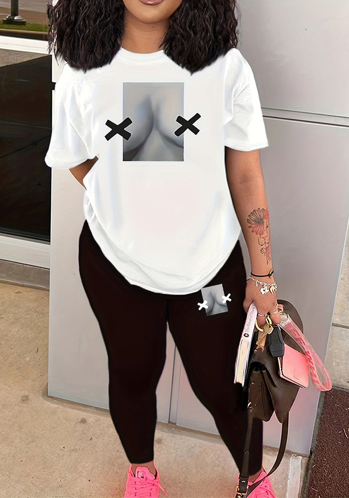 Women's Fashion Short Sleeve T-Shirt Pants Set