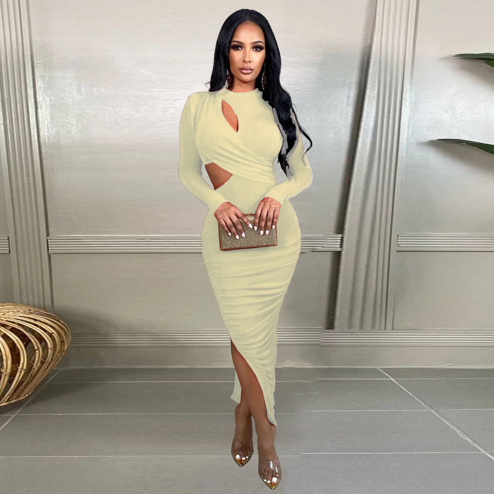 Sexy Slim Side Open Waist Nightclub Bodycon Dress