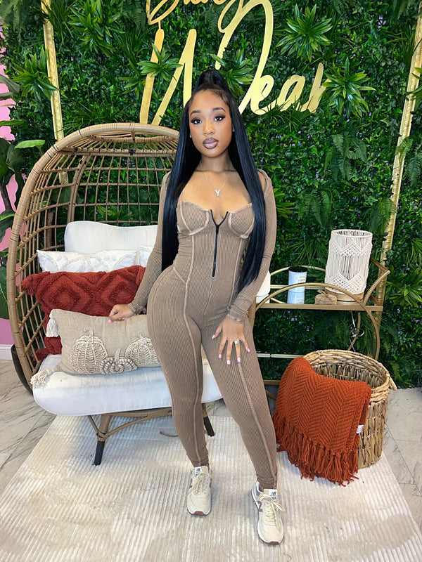 Women Sexy Ribbed Stretch Jumpsuit 4