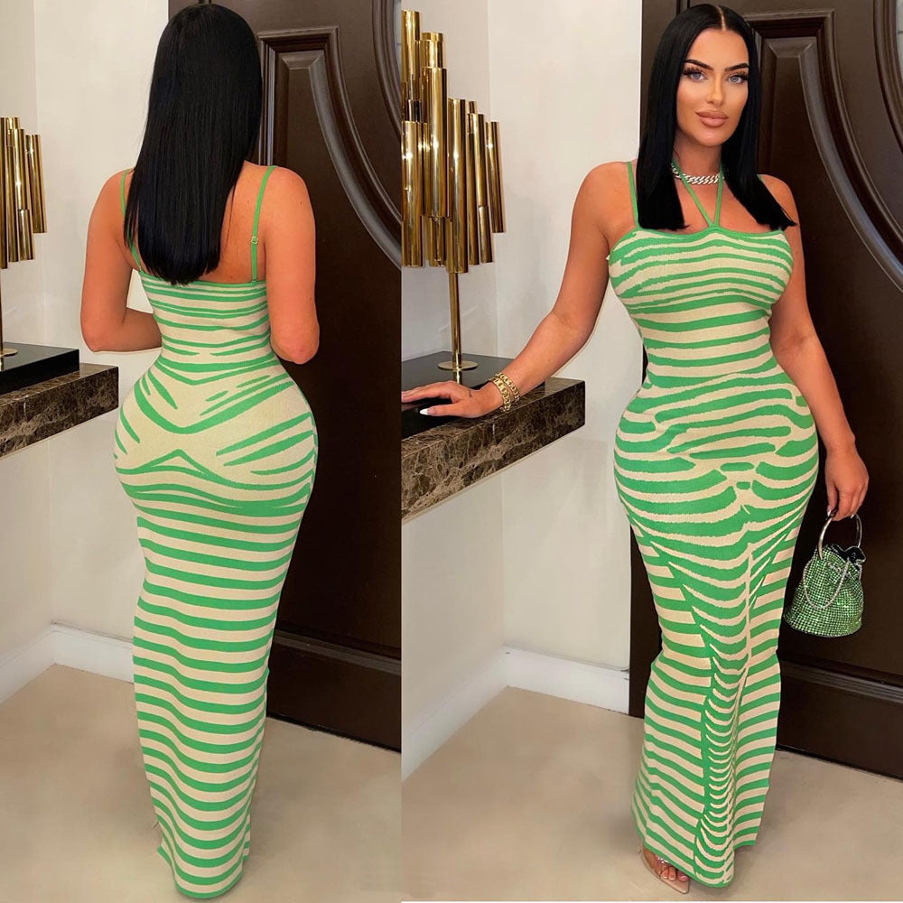 Women Ribbed Print Maxi Dress 3