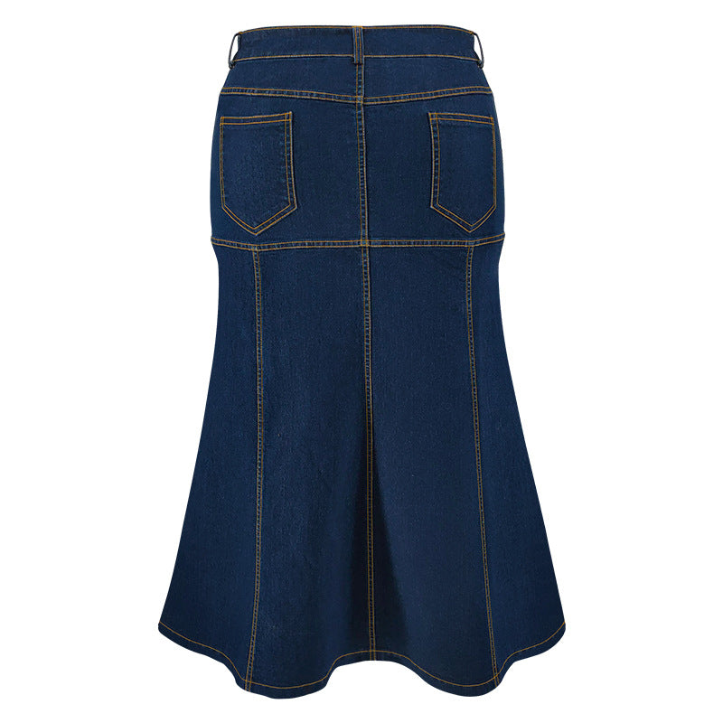 Plus Size Women's Denim Casual Long Skirt 10