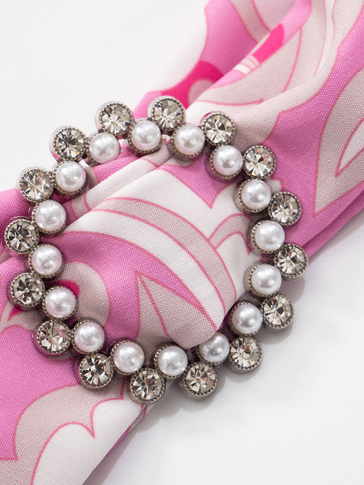 Women Sleeveless Halter Neck Backless Printed Ruffle Dress 18