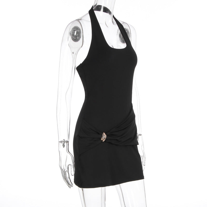 Summer Metallic Trim Tie-Waist Low Back Bodycon Dress 8