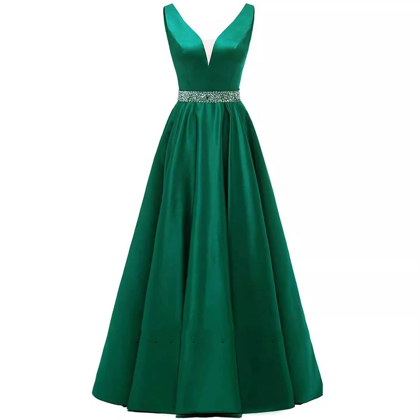 Women Straps V-neck satin sleeveless Backless Formal Party evening dress（Processing time need 3-6 days） 3