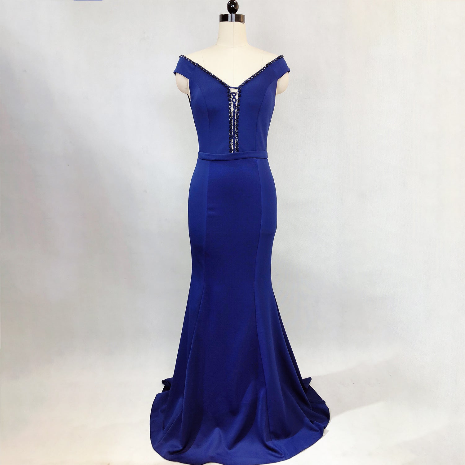 Women Elegant V Neck Slim Formal Party Maxi Mermaid Evening Dress 8