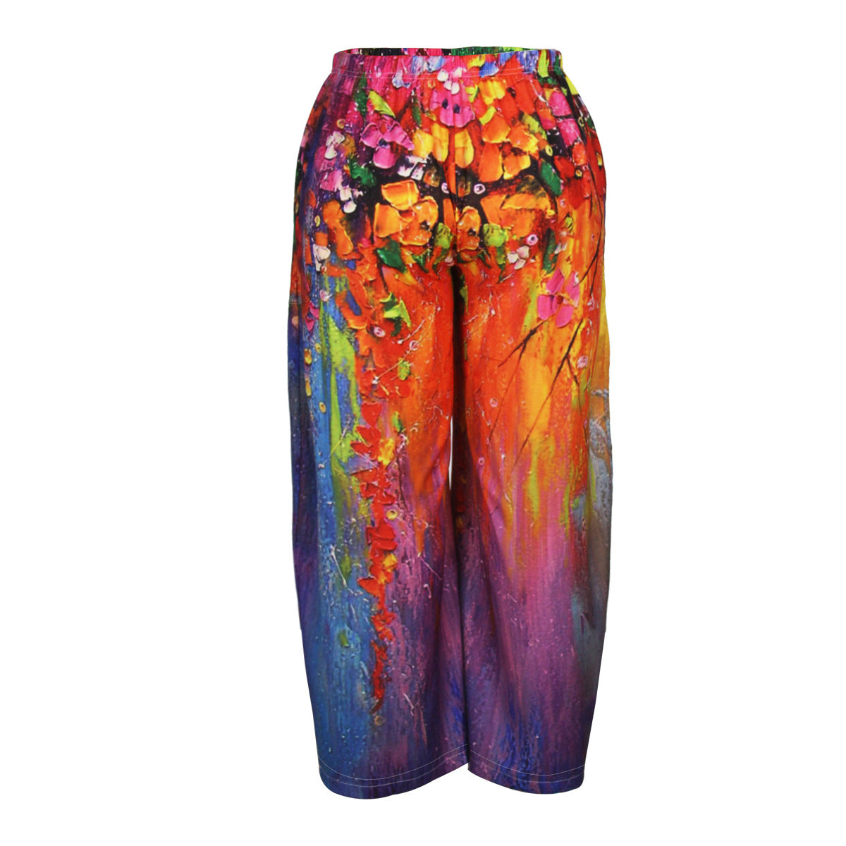 Women Casual High Waisted Loose Printed Wide Leg Pants 13
