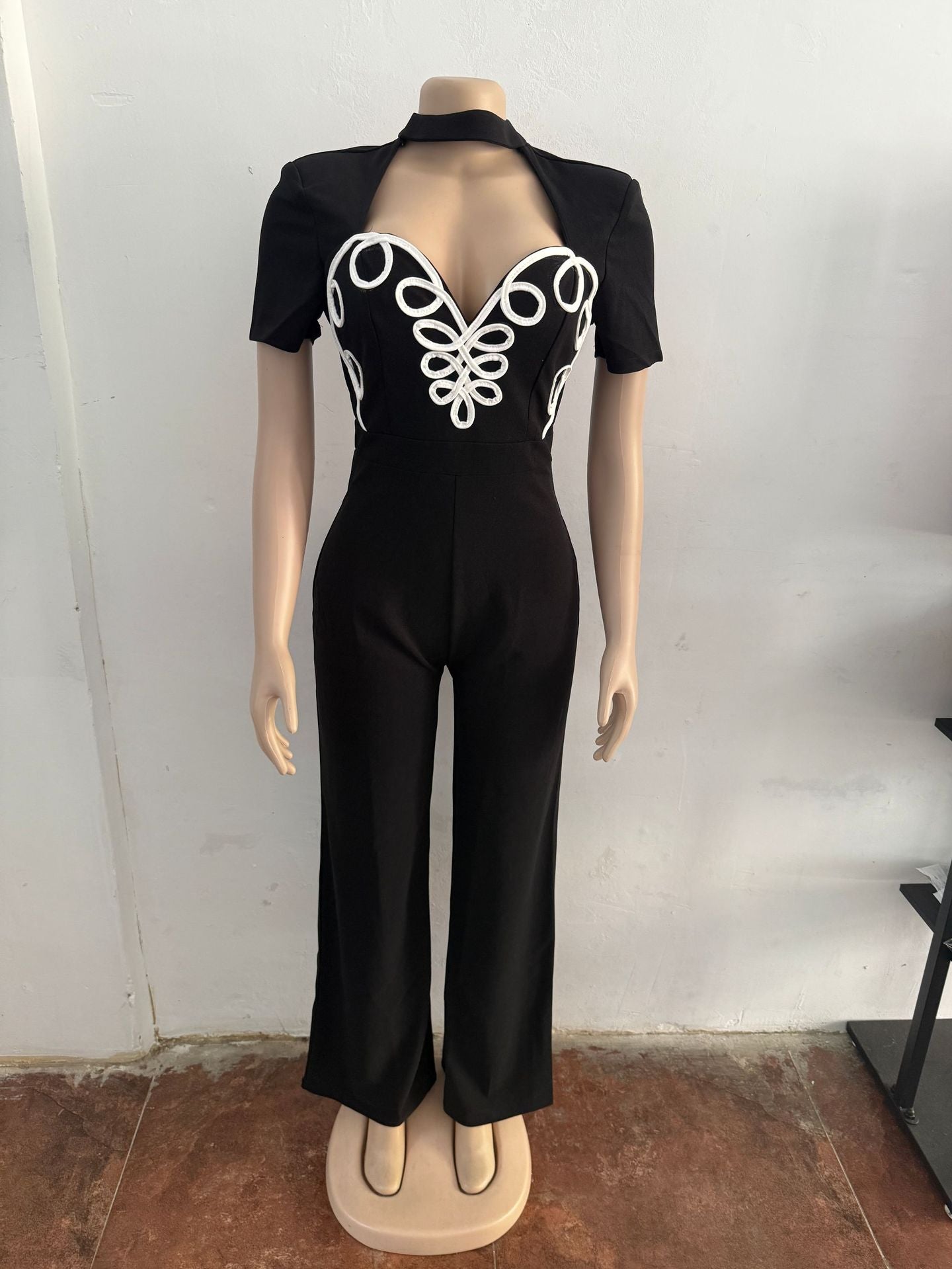 Women Elegant Patchwork Short-Sleeved Jumpsuit 12