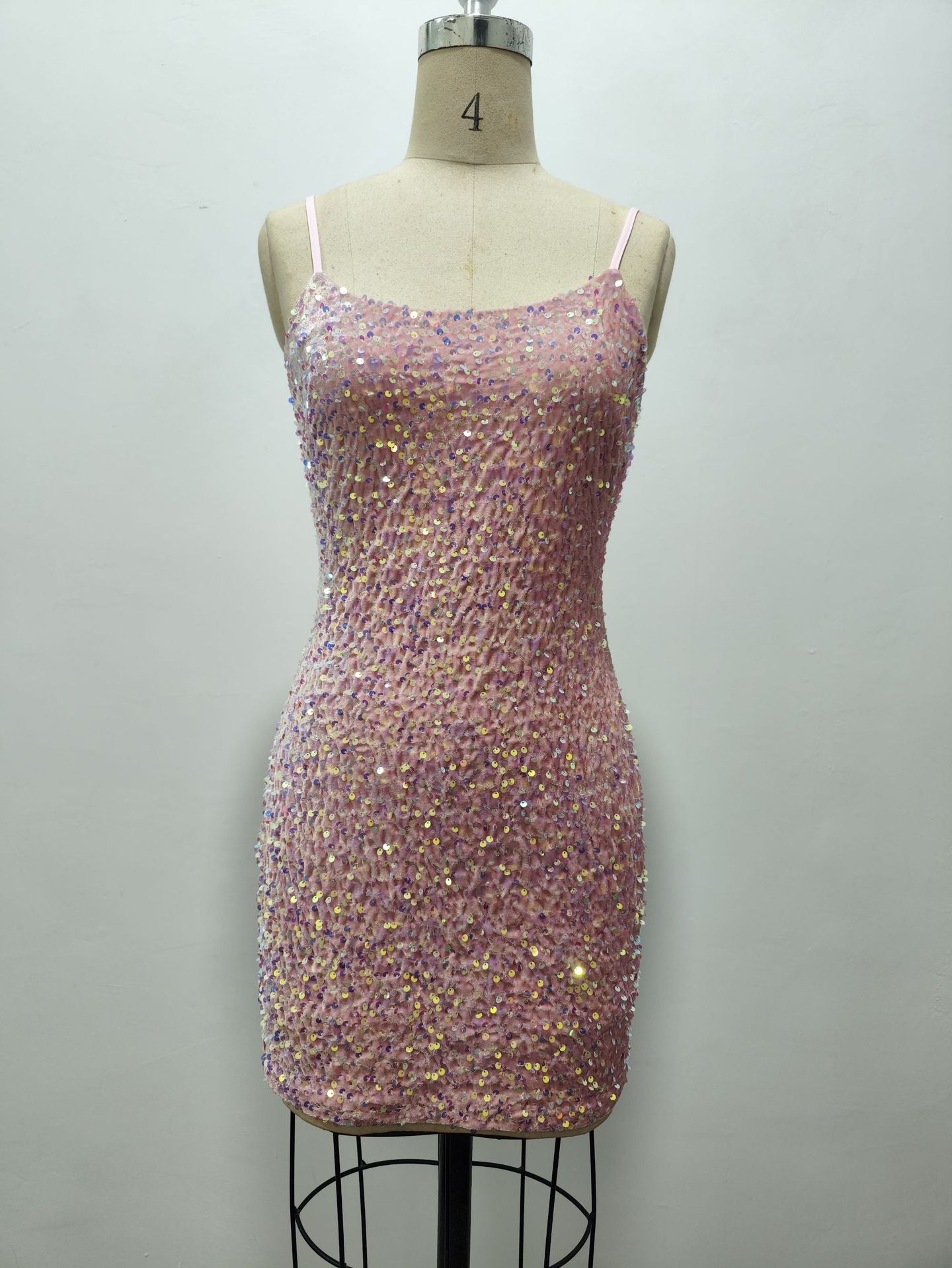 Women 's Sparkling Sequin Tight Fitting Strap Party Dress 7