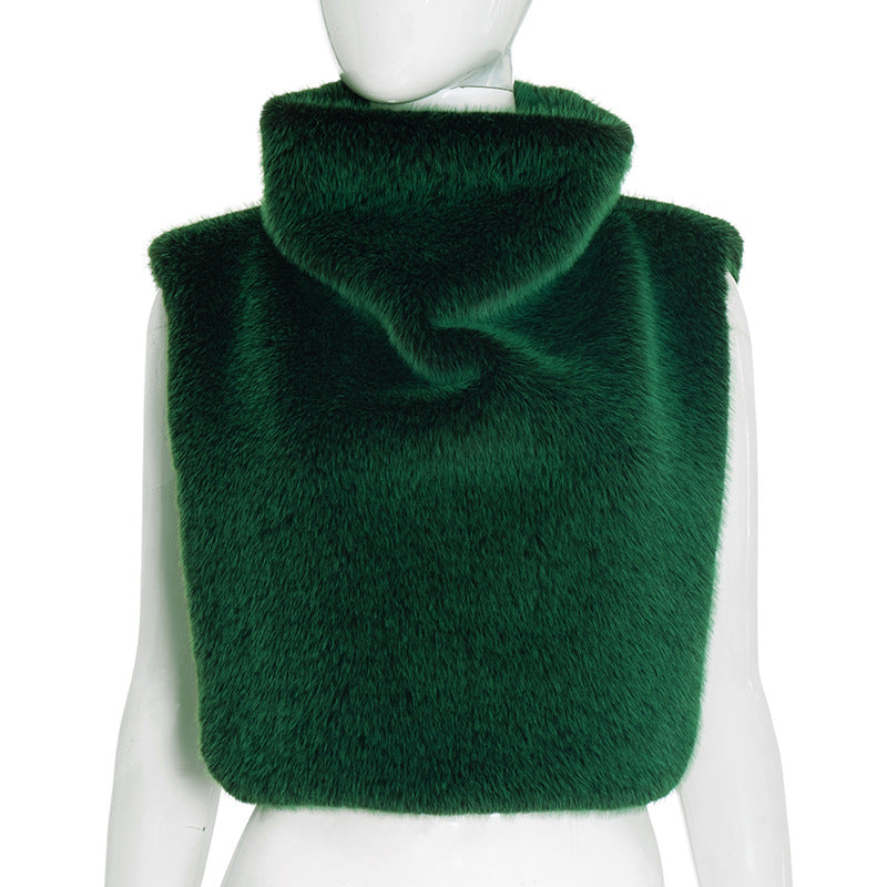 Women Fall/Winter Solid Furry Sleeveless Top 6