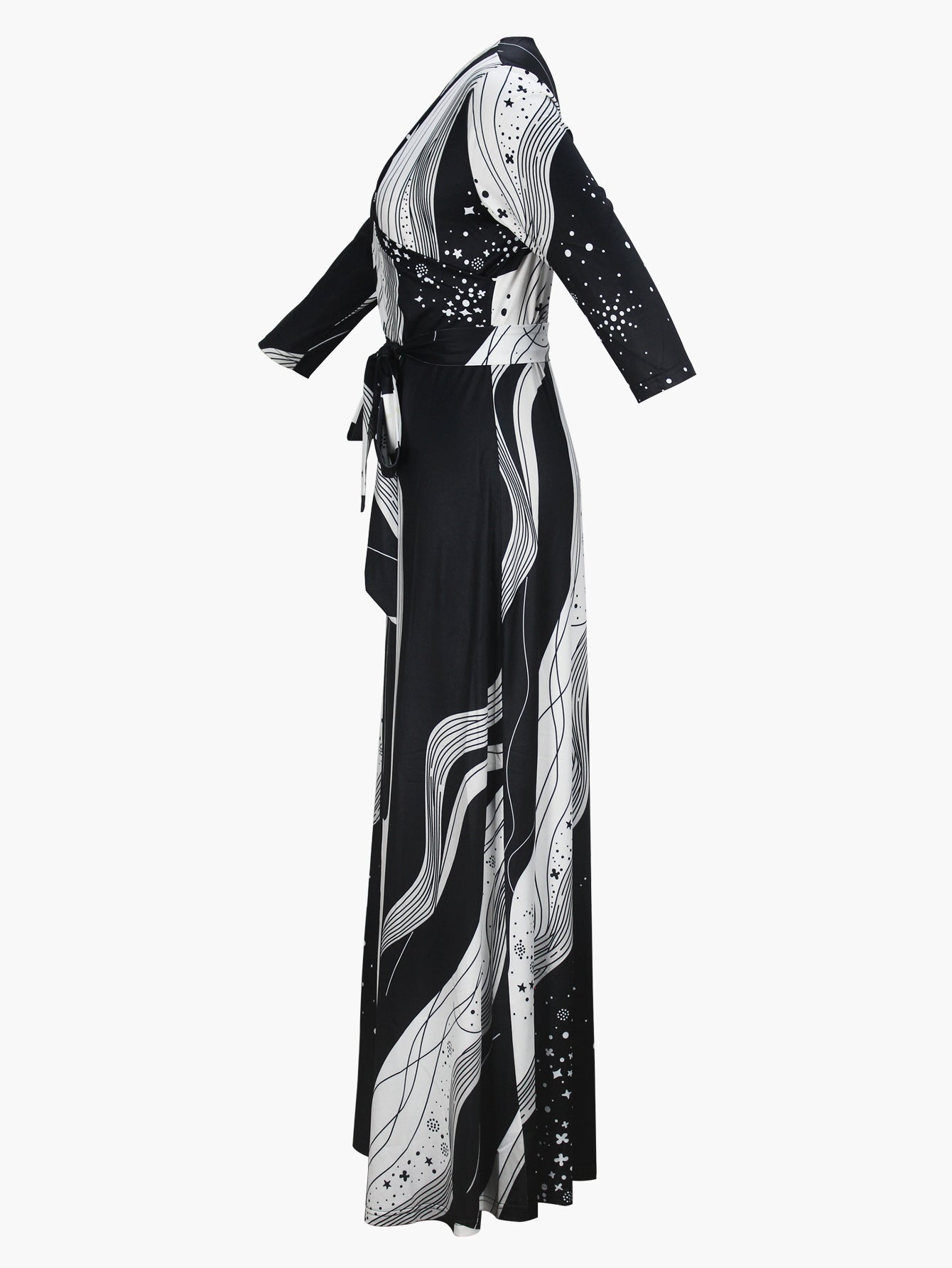 Spring Summer & Autumn Women's Fashion Elegant V-Neck Half-Sleeve Casual Long Dress 12