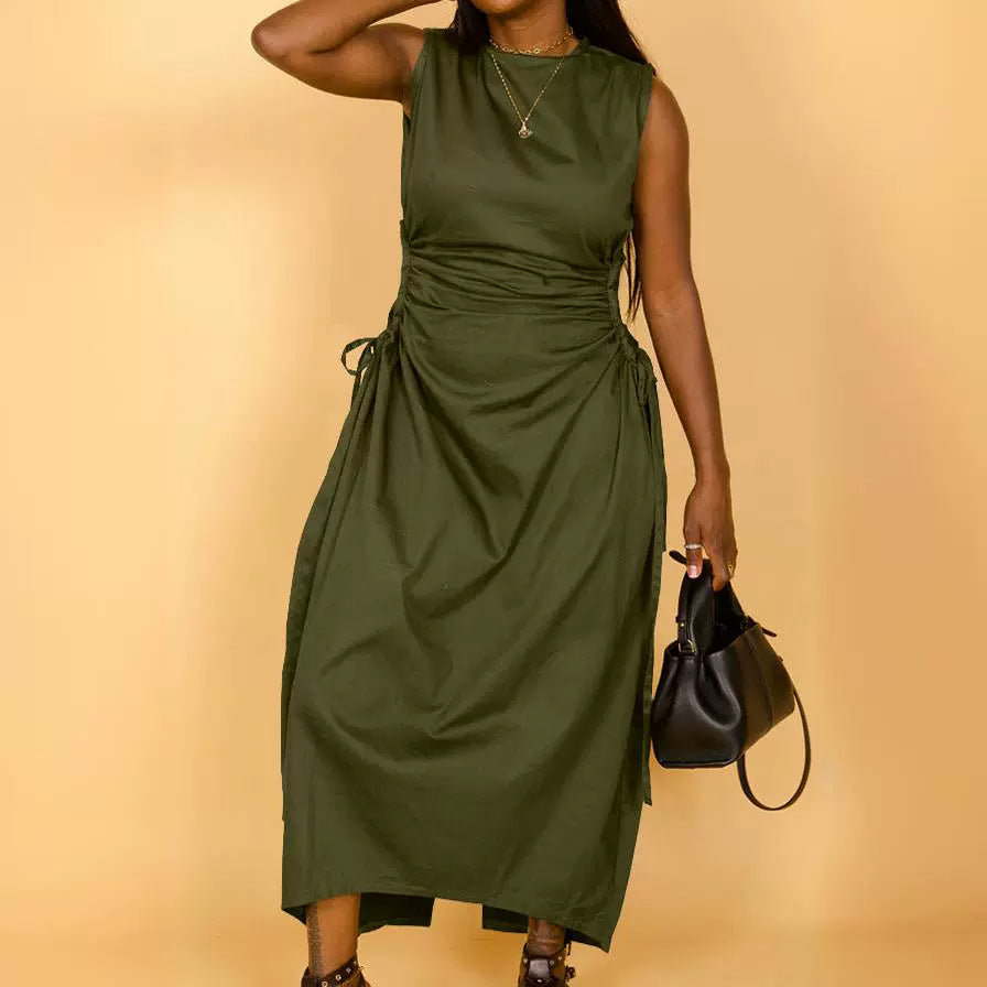 Women Solid Sleeveless Cutout Dress