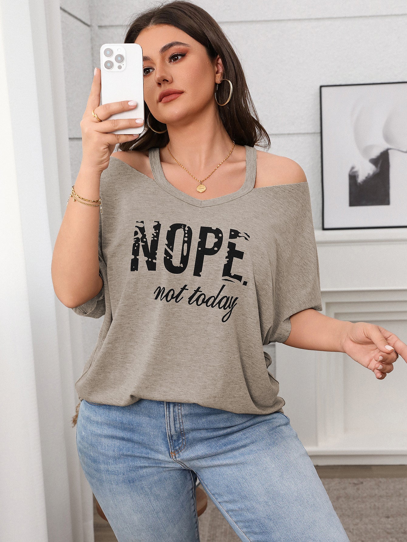 Spring Casual Plus Size Women's Short-Sleeve Off-Shoulder Top 16