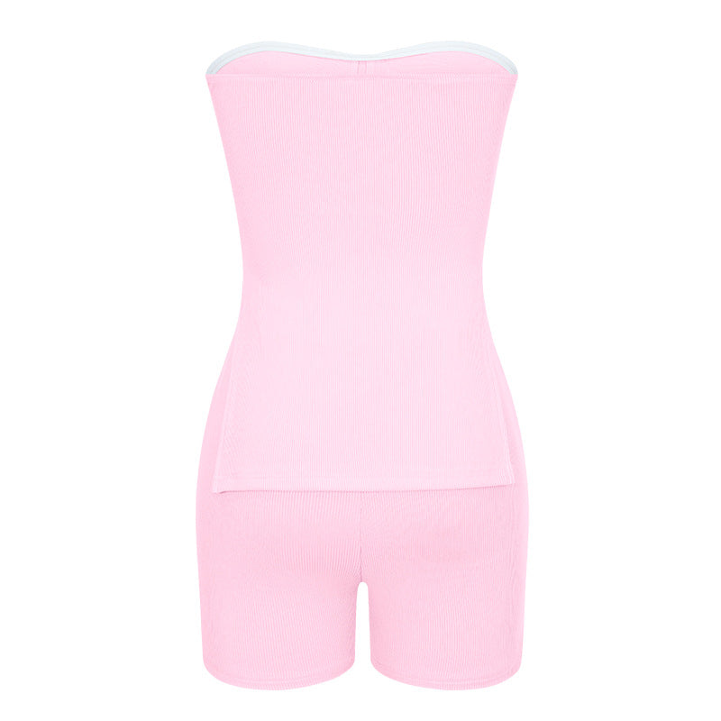 Knitting Ribbed Summer Solid Color Fashion Casual Suit 41