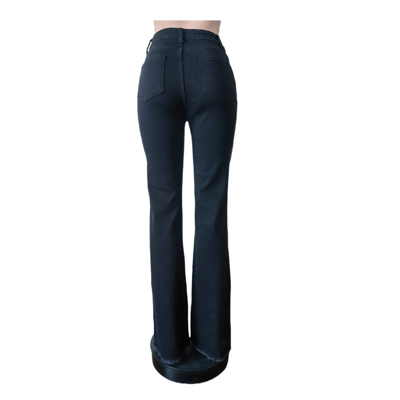 Printed Denim Trousers Fashionable Patchwork Bell Bottom Pants 10