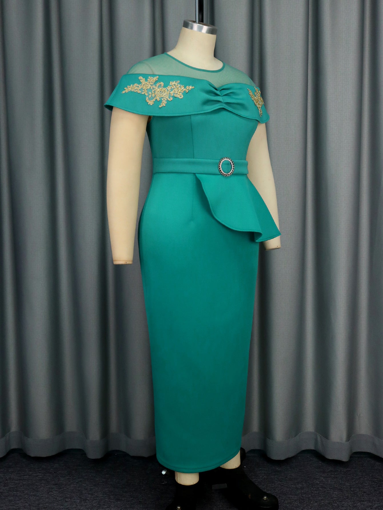 Women Shawl Sleeve Ruffle Dress 5