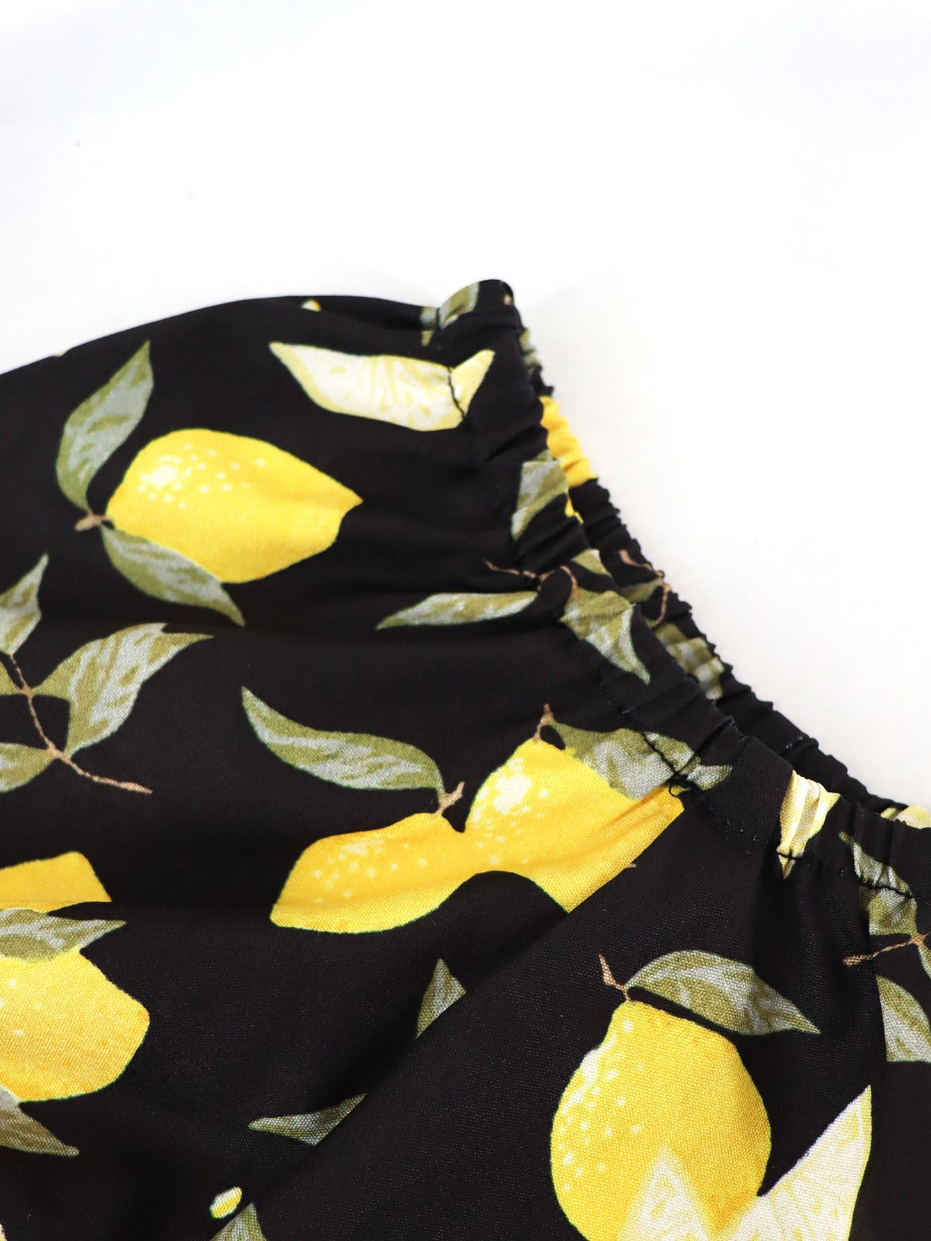 Plus Size Women's Summer Lemon Print High Waist Casual Midi Dress 12