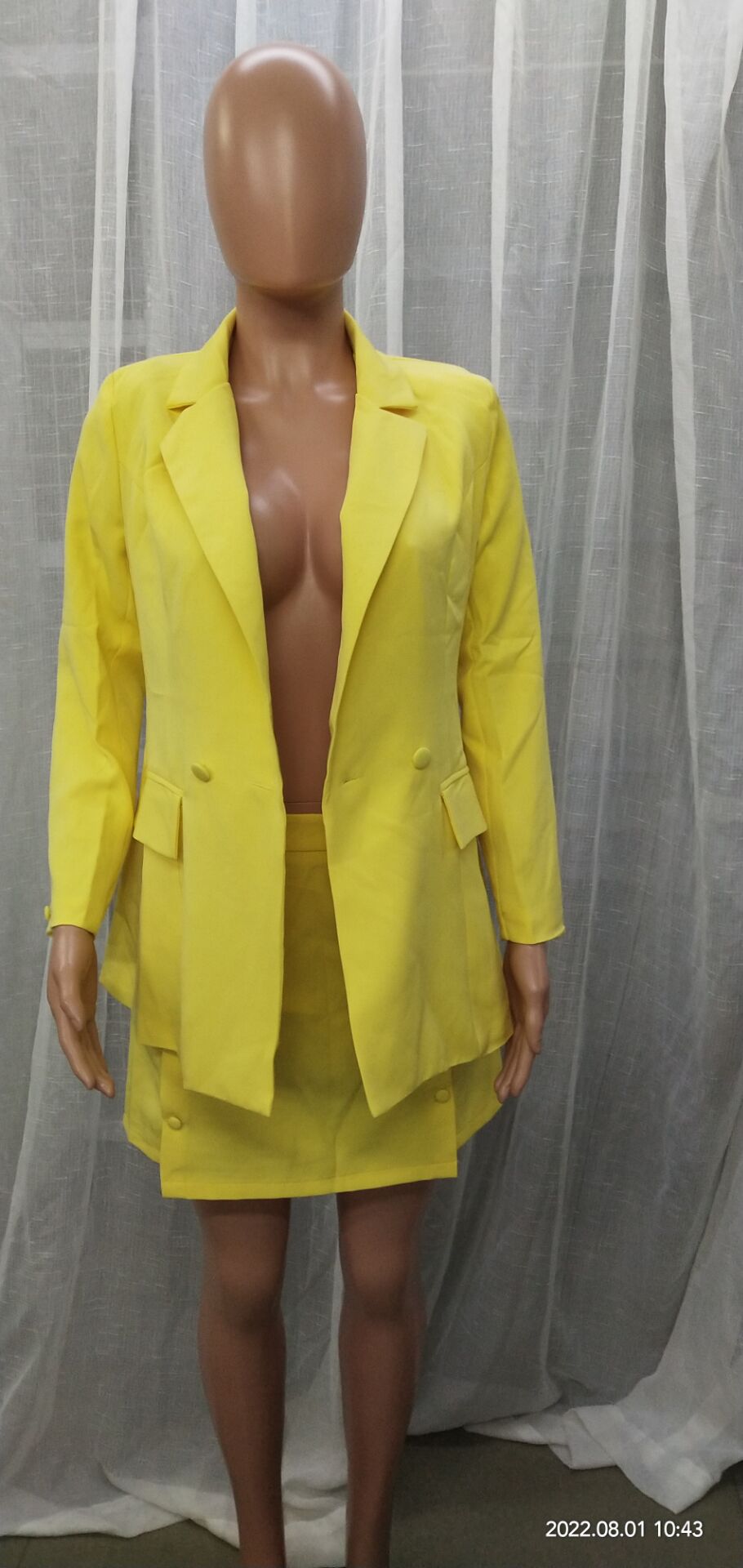 Solid Color Suit Blazer Coat Skirt Two Piece 32