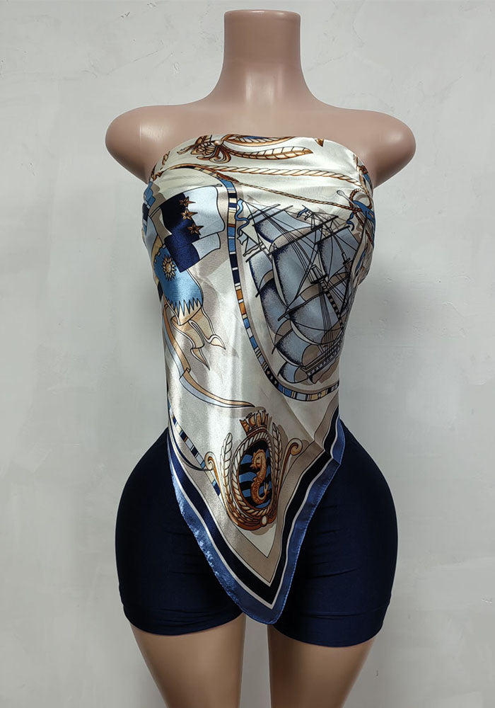 Fashion Strapless Sexy Two Piece Shorts Set 16