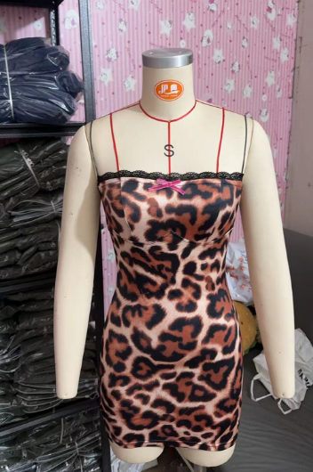 Women summer leopard print bodycon sexy dress 8