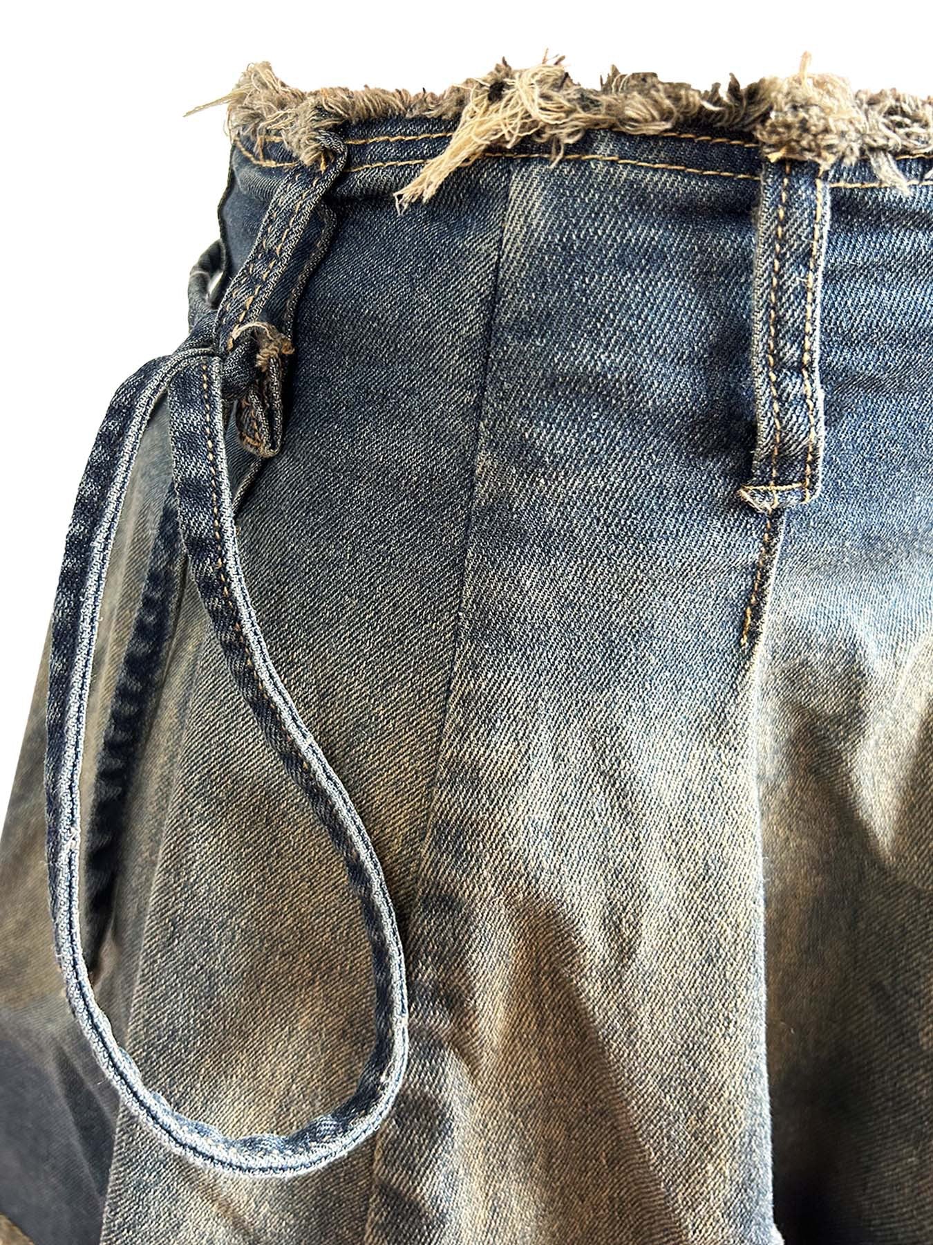 Women 's Embroidered Denim Top Pleated Skirt Two Piece Set 16