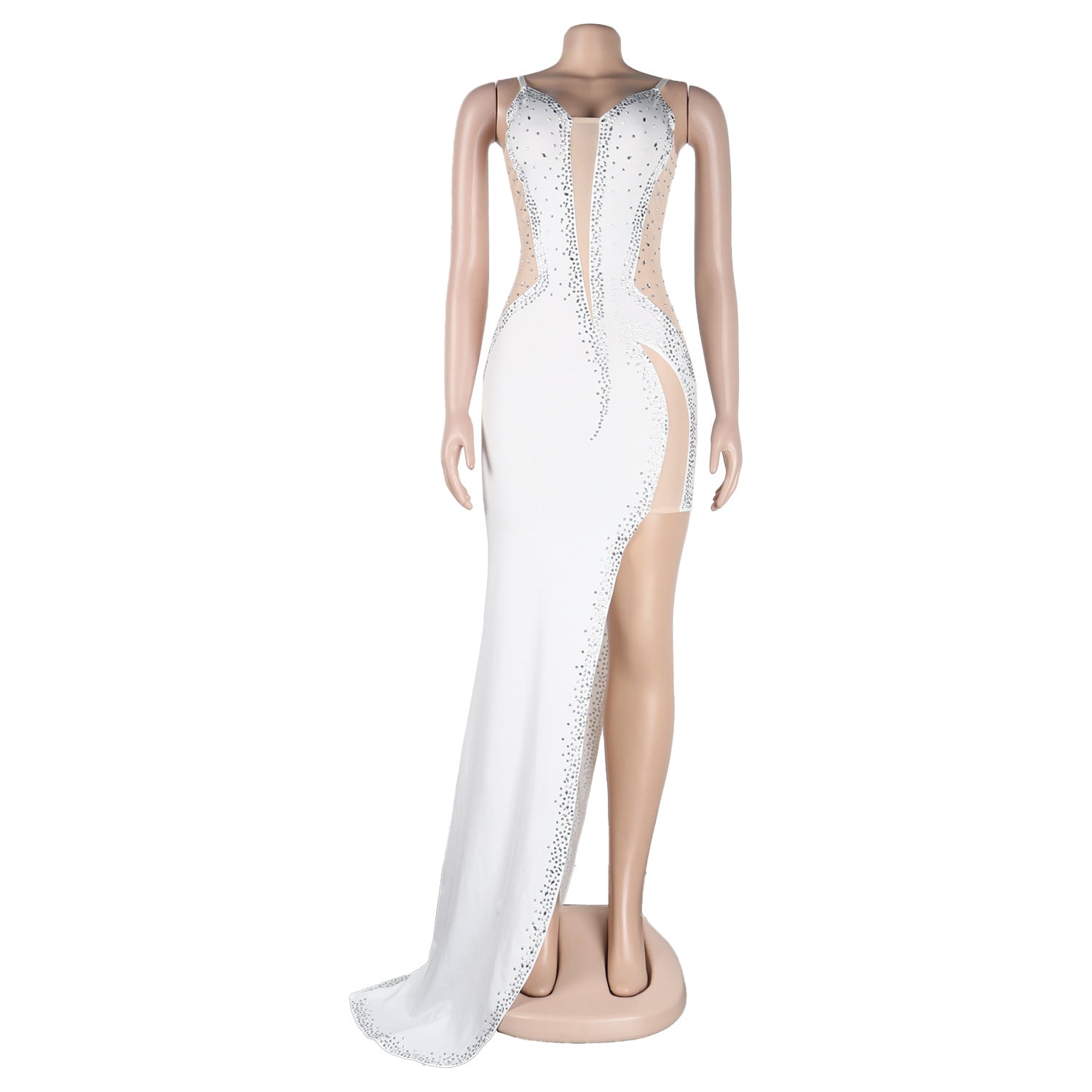 Sexy Straps Rhinestone Beaded Irregular Eveing Dress 18