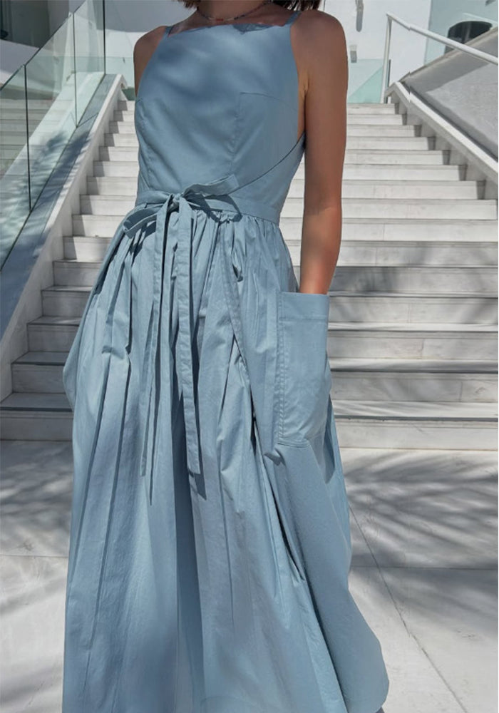 Women's Solid Color Strap Sleeveless Casual Loose Fashion Sundress