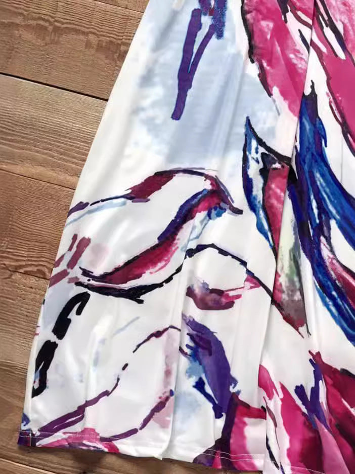 Women Sleeveless Print Round Neck Maxi Dress 6