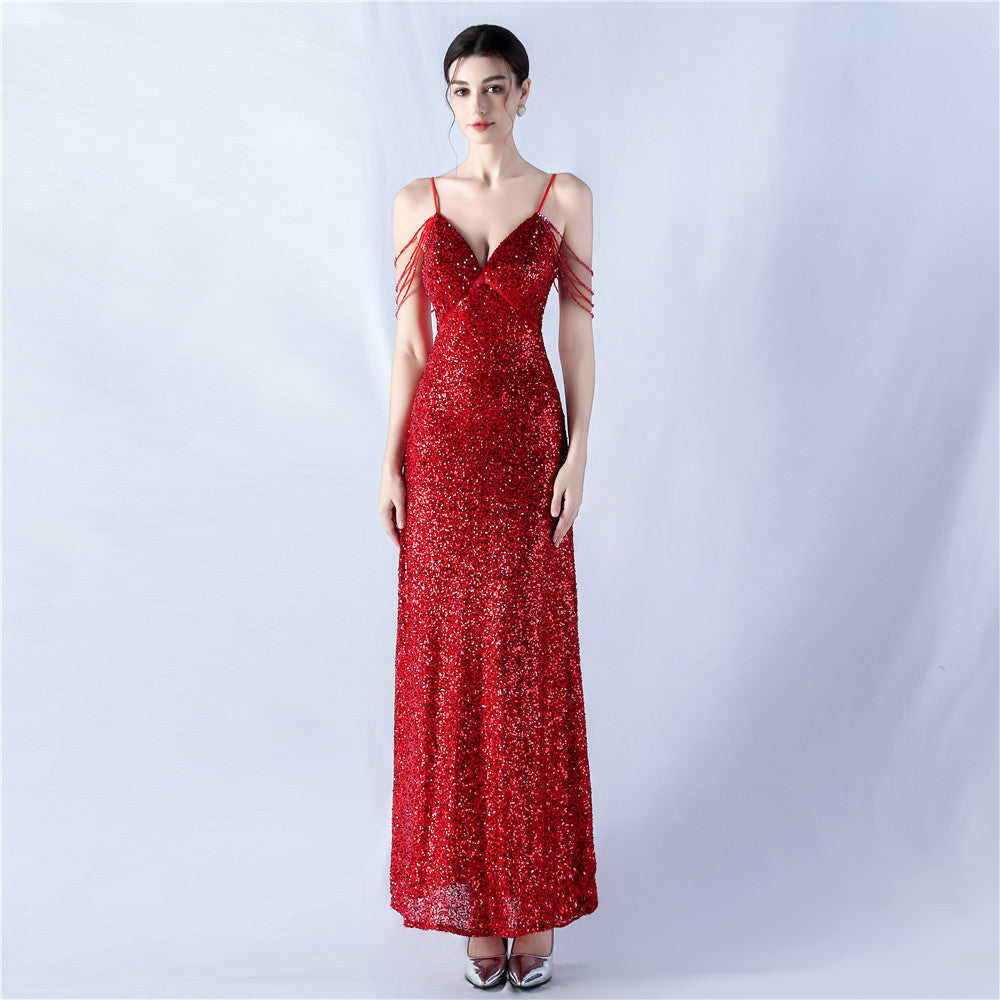 Women mesh sequined evening dress 12
