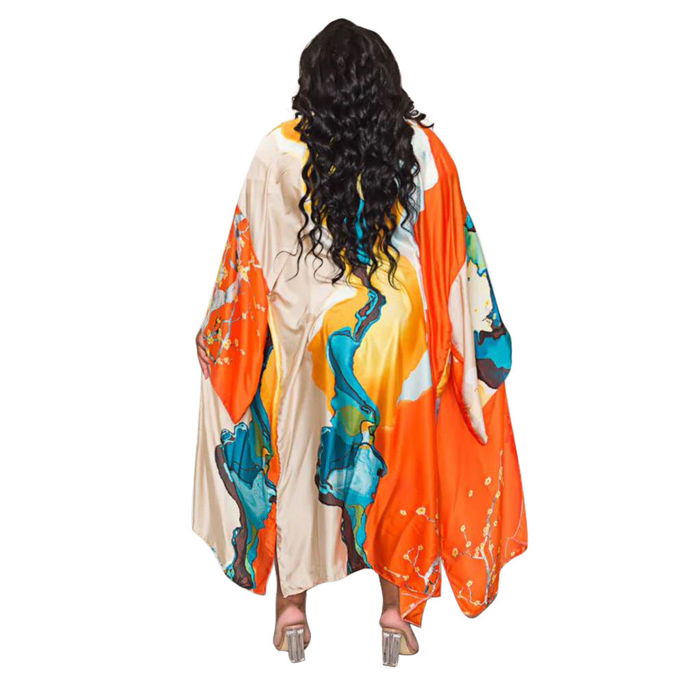 Women Printed Loose Casual Kimono Long Sleeve Robe 31