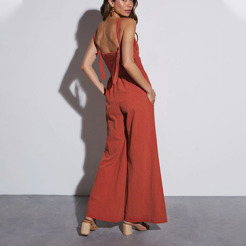 Women Pleated Summer Suspender Jumpsuit 3
