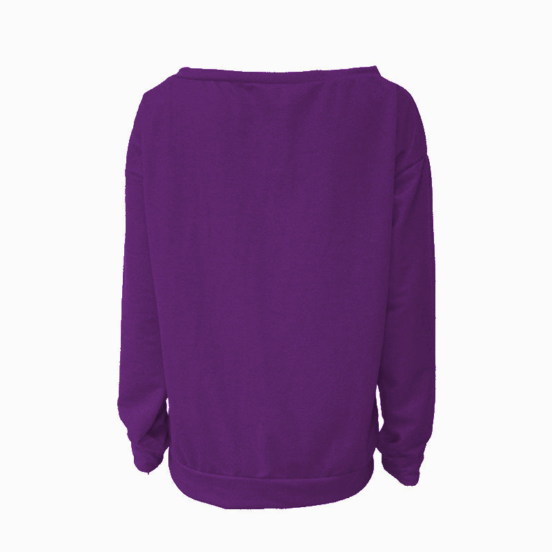 Love Letter Printed Long Sleeve T-Shirt Sexy Off-Shoulder Women's Top 32