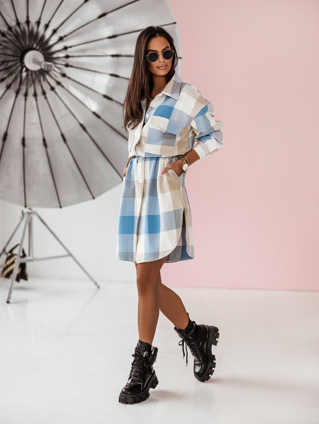 Autumn And Winter Multi-Color Plaid Long Fashionable Shirt Woolen Jacket 11