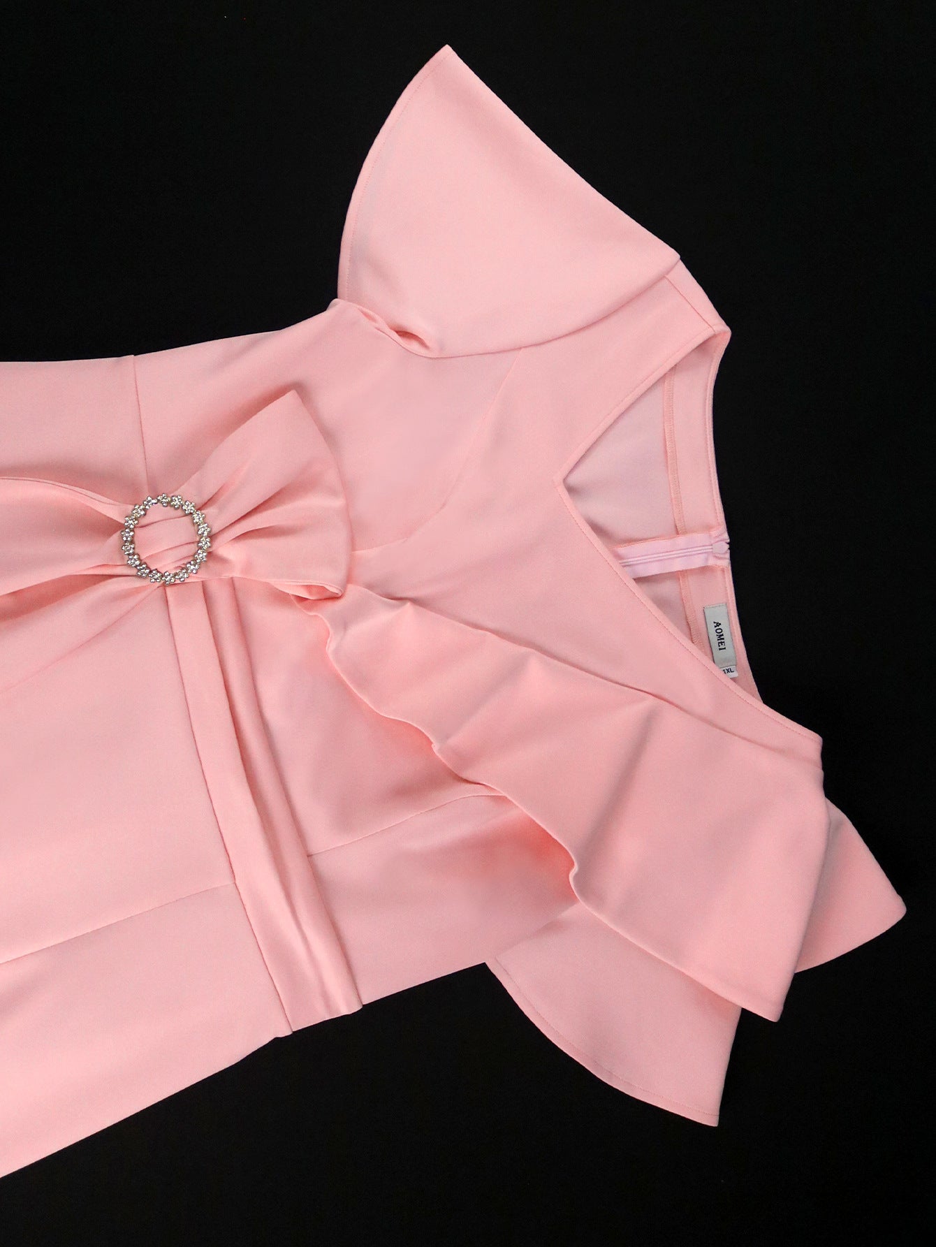 Asymmetric Neckline Ruffle Elegant Bodycon Party Dress 5