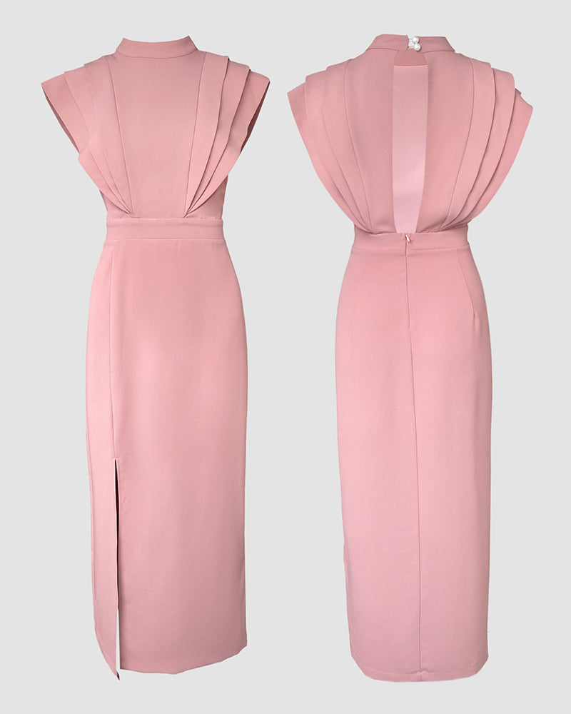 Elegant Solid Color Midi Dress 4