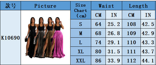 Women Solid High Waist Pleated Slit Skirt 13