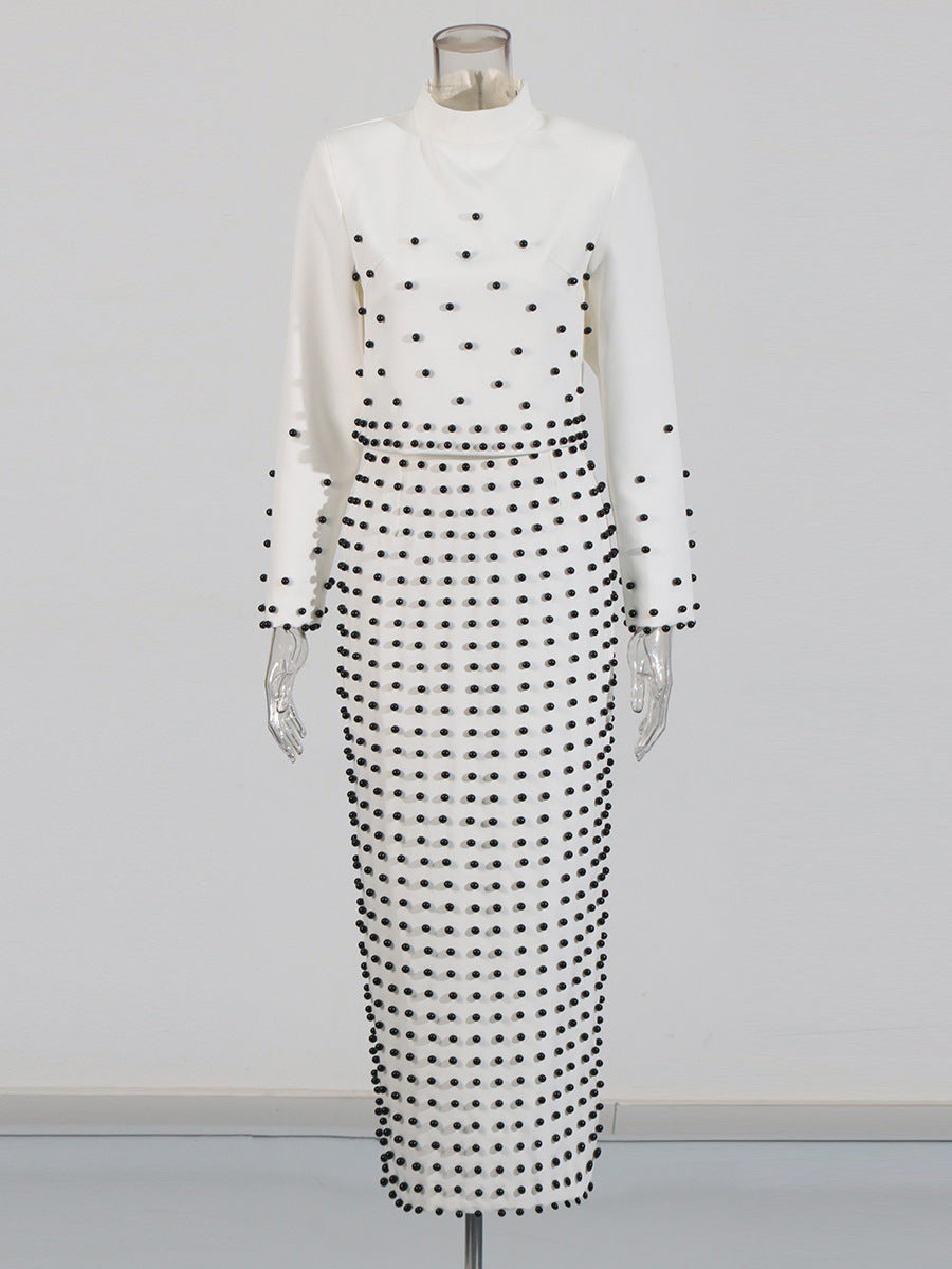 Women beaded top + skirt two-piece set 5