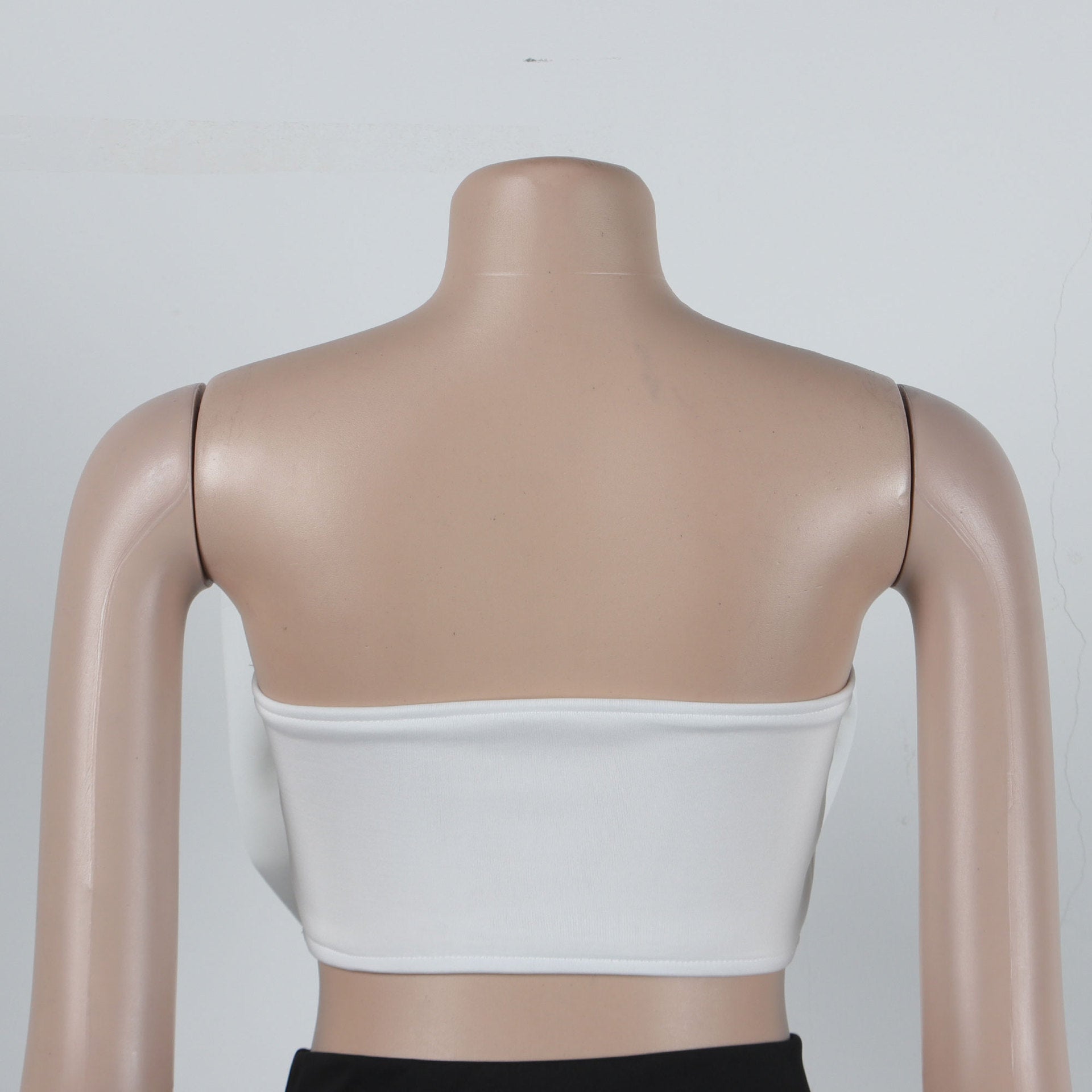 Sexy Slim Contrast Color Strapless Bow Mesh Top Mermaid Party Skirt two piece set 16