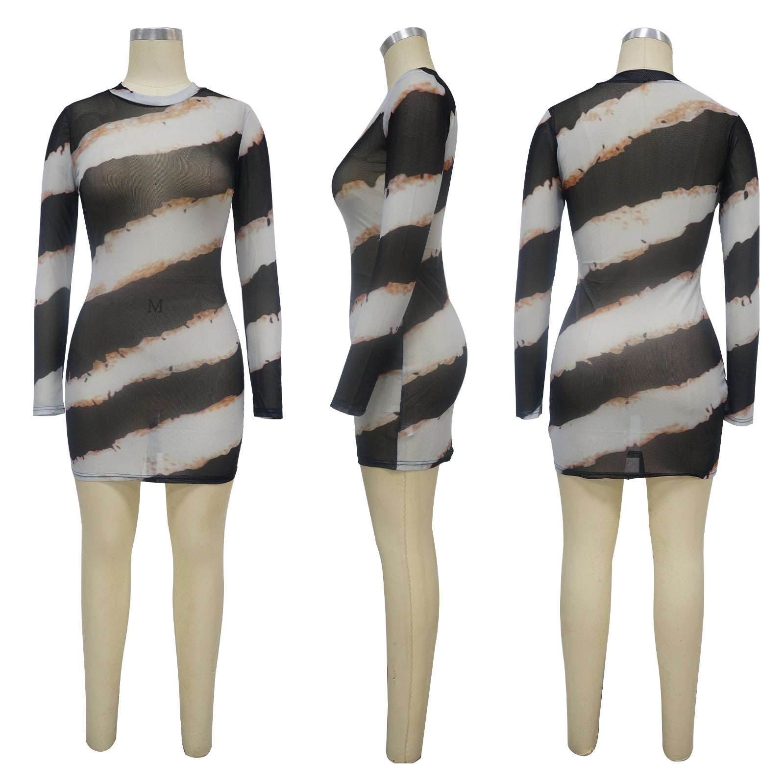 Women Casual Striped Long Sleeve Dress 10