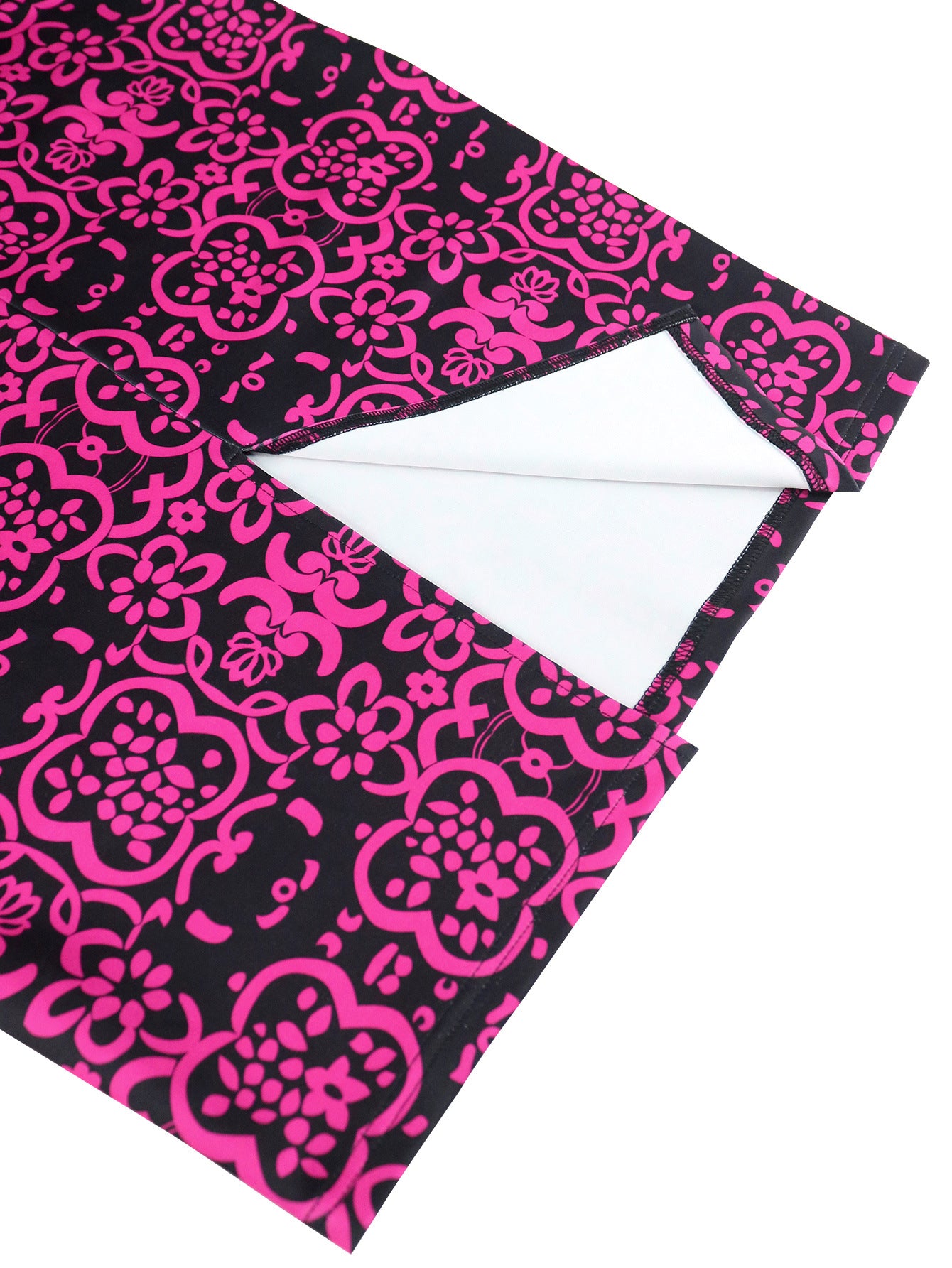 See-Through Mesh Patchwork Elegant Chic Petal Sleeve Printed Party Dress 15