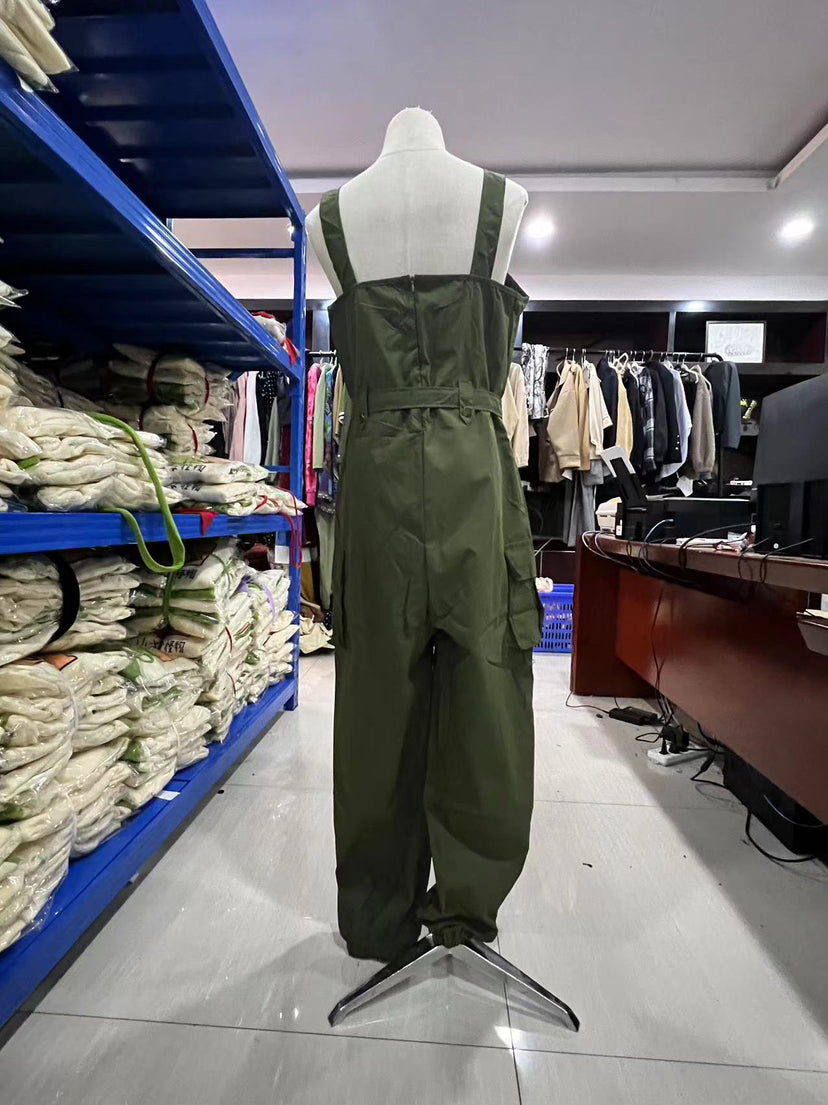 Women's Belt Sleeveless Overalls Cargo Jumpsuit 15