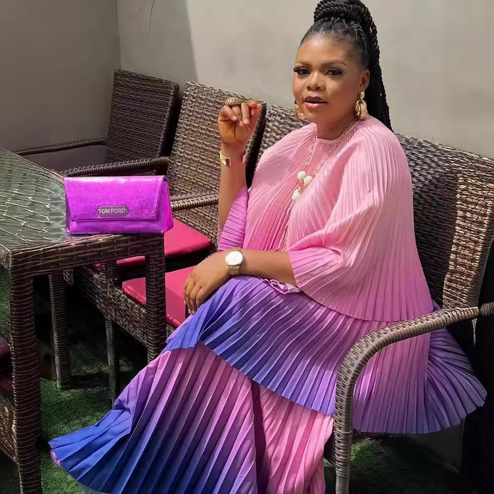 Plus Size Women gradient irregular Top and Skirt two-piece set 9