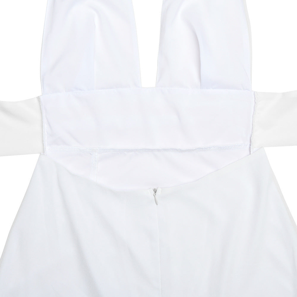 Women Summer Sexy Halter Neck V Neck Lace Backless slit dress 23