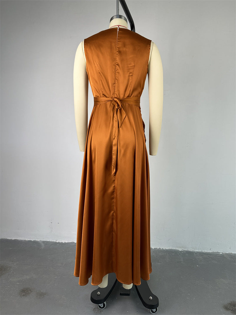 Women's Summer Chic Sleeveless Slim Fit Ruffled Maxi Irregular Dress 11