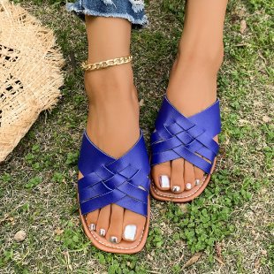 Women's Plus Size casual one strap flat slippers