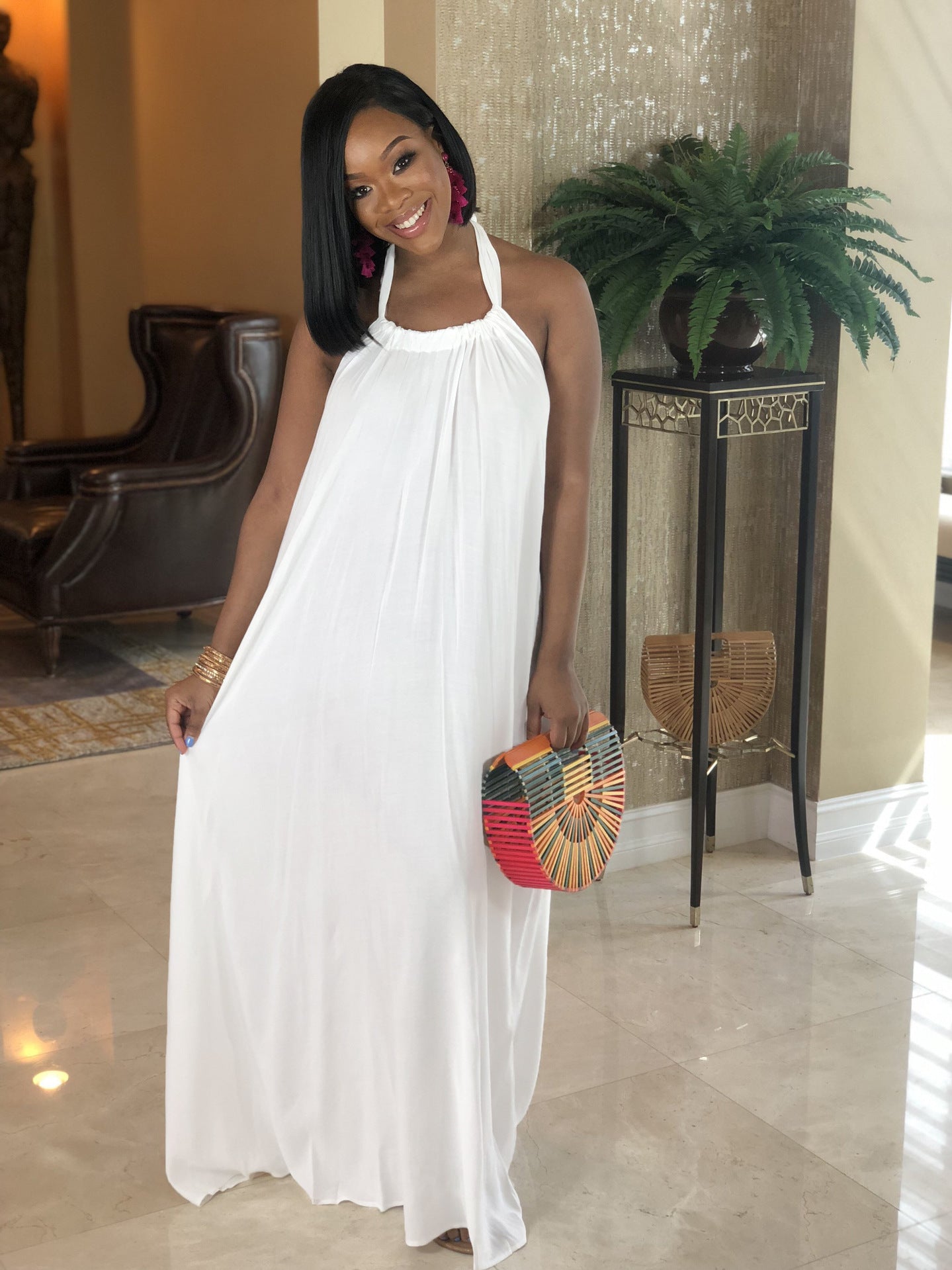 Women Suspender Sleeveless Loose Bohemian Solid Summer Dress 4