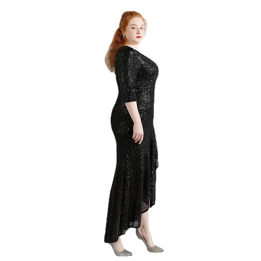 Spring and Summer Long Sequin Plus-Size Formal Party Evening Dress 9