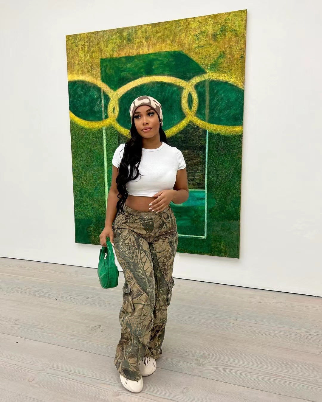 Women's Fashion Casual Camouflage Print Cargo Pants