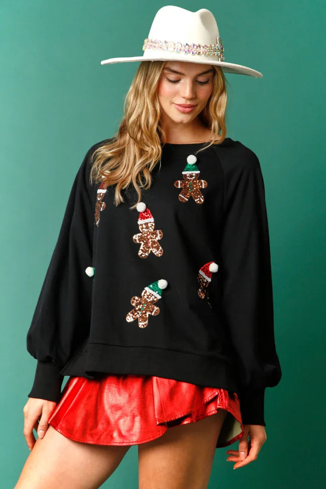Women Christmas Sequin Long Sleeve Top 7