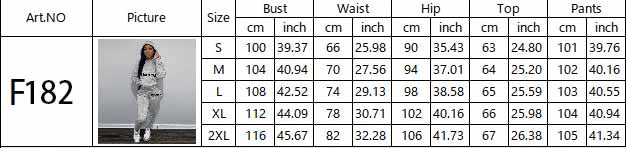 Womens Trend Letter Pringt Hooded Tracksuit Hoodies Sweatpants Two Piece Set 28